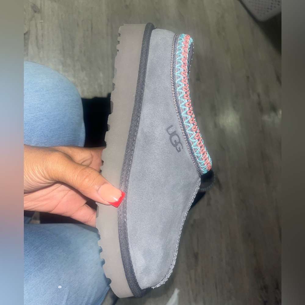 Ugg Tasman slipper in dark grey.